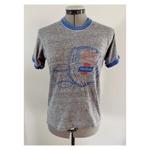 VTG 70s Sportswear Sz S/M Sterling Beer and Baseball Ringer Tee Single Stitch